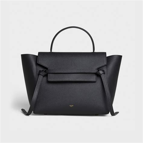 celine small belt bag in black smooth calfskin|celine grained calfskin bag.